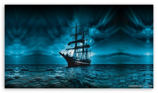 A lone ship in the night UltraHD Wallpaper for 8K UHD TV 16:9 Ultra High Definition 2160p 1440p 1080p 900p 720p ; Mobile 16:9 - 2160p 1440p 1080p 900p 720p ;