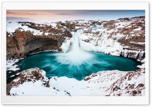 Aldeyjarfoss Waterfall, Iceland, Winter Ultra HD Wallpaper for 4K UHD Widescreen desktop, tablet & smartphone