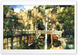 Anime City Painting Ultra HD Wallpaper for 4K UHD Widescreen desktop, tablet & smartphone