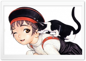Anime Girl And Cat Ultra HD Wallpaper for 4K UHD Widescreen desktop, tablet & smartphone