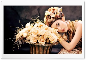 Asian Girl With Roses Ultra HD Wallpaper for 4K UHD Widescreen desktop, tablet & smartphone