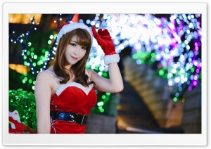 Asian Woman, Christmas Eve, Bokeh Ultra HD Wallpaper for 4K UHD Widescreen desktop, tablet & smartphone