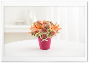 Asiatic Lilies Bouquet in a Vase Ultra HD Wallpaper for 4K UHD Widescreen desktop, tablet & smartphone