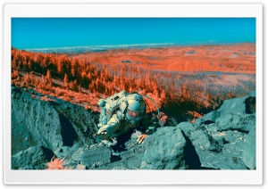 Astronaut Exploring Around Infrared Photography Ultra HD Wallpaper for 4K UHD Widescreen desktop, tablet & smartphone