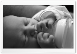 Baby Drinking Milk BW Ultra HD Wallpaper for 4K UHD Widescreen desktop, tablet & smartphone