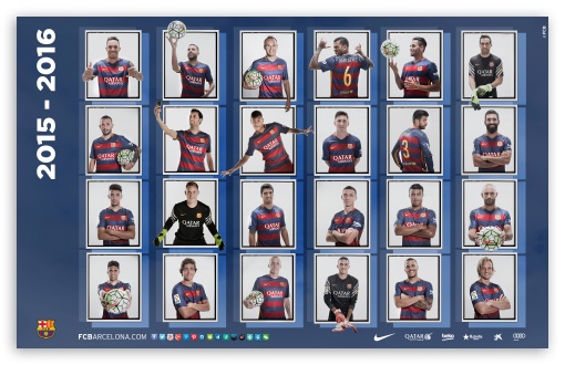 Barcelona Squad 2015-2016 Dekstop UltraHD Wallpaper for Wide 16:10 Widescreen WHXGA WQXGA WUXGA WXGA ;
