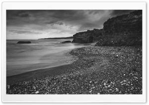 Beach Castle Black and White Ultra HD Wallpaper for 4K UHD Widescreen desktop, tablet & smartphone