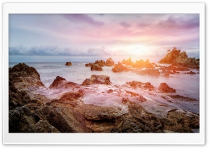 Beach, Glowing Light, Rocks, Nature Ultra HD Wallpaper for 4K UHD Widescreen desktop, tablet & smartphone