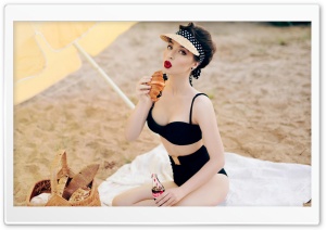 Beach Picnic, Woman Ultra HD Wallpaper for 4K UHD Widescreen desktop, tablet & smartphone