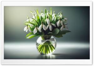 Beautiful Fresh Snowdrops Flowers Bouquet in Vase Decoration Ultra HD Wallpaper for 4K UHD Widescreen desktop, tablet & smartphone