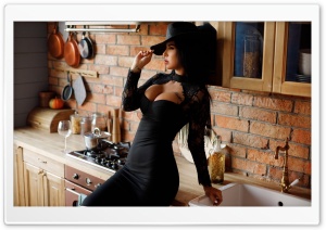 Beautiful Girl in a Black Dress Ultra HD Wallpaper for 4K UHD Widescreen desktop, tablet & smartphone