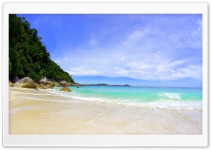 Beautiful Tropical Beach With Rocks Ultra HD Wallpaper for 4K UHD Widescreen desktop, tablet & smartphone