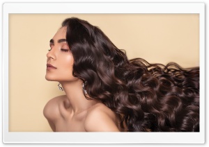 Beautiful Woman Natural Long Brown Hair Aesthetic Ultra HD Wallpaper for 4K UHD Widescreen desktop, tablet & smartphone