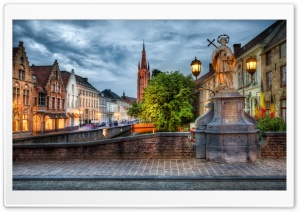 Belgium Houses Monuments Bruge Street Lights Ultra HD Wallpaper for 4K UHD Widescreen desktop, tablet & smartphone