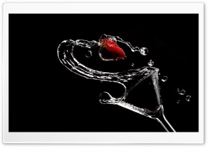 Black Background, water, glass, strawberry Ultra HD Wallpaper for 4K UHD Widescreen desktop, tablet & smartphone