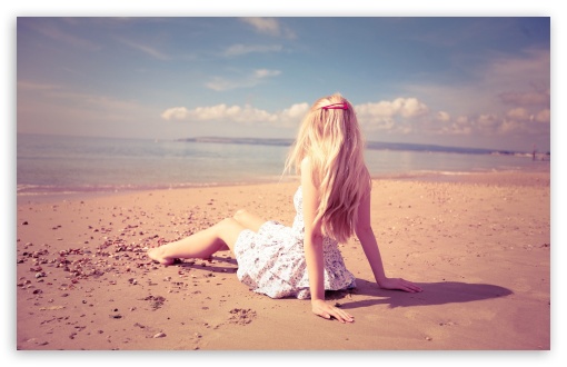 Blonde Girl On The Beach Ultra HD Desktop Background Wallpaper for 4K UHD  TV : Tablet : Smartphone