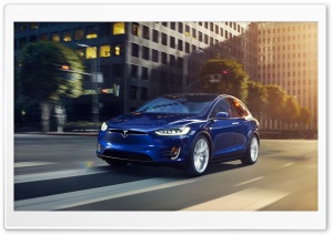 Blue Tesla Model X SUV Electric Car, City Ultra HD Wallpaper for 4K UHD Widescreen desktop, tablet & smartphone