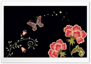 Butterfly And Carnation Flowers Ultra HD Wallpaper for 4K UHD Widescreen desktop, tablet & smartphone