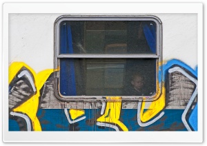 Child In A Graffiti Train Ultra HD Wallpaper for 4K UHD Widescreen desktop, tablet & smartphone
