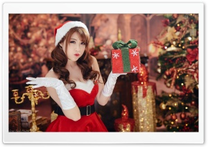 Christmas, Cute Girl, Gift Ultra HD Wallpaper for 4K UHD Widescreen desktop, tablet & smartphone