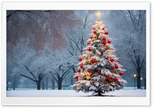 Christmas Tree in the Park Ultra HD Wallpaper for 4K UHD Widescreen desktop, tablet & smartphone