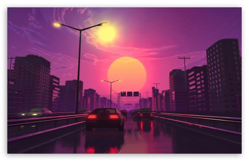 City Sunset Illustration Ultra HD Desktop Background Wallpaper for 4K UHD  TV : Widescreen & UltraWide Desktop & Laptop : Multi Display, Dual Monitor  : Tablet : Smartphone