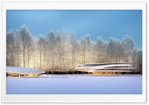 Clatrava Building in the Snow Ultra HD Wallpaper for 4K UHD Widescreen desktop, tablet & smartphone