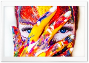 Colorful Paint, Girl, Beautiful Blue Eyes Ultra HD Wallpaper for 4K UHD Widescreen desktop, tablet & smartphone