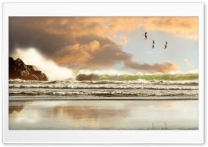 Crashing Waves At Sunset Ultra HD Wallpaper for 4K UHD Widescreen desktop, tablet & smartphone