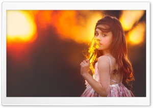 Cute Girl Smelling a Flower Ultra HD Wallpaper for 4K UHD Widescreen desktop, tablet & smartphone