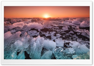 Diamond Beach Iceland Sunset Ultra HD Wallpaper for 4K UHD Widescreen desktop, tablet & smartphone
