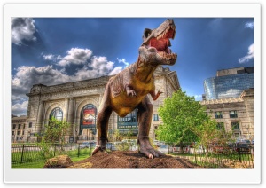 Dinosaur Sculpture Next To The Reptile Museum Ultra HD Wallpaper for 4K UHD Widescreen desktop, tablet & smartphone