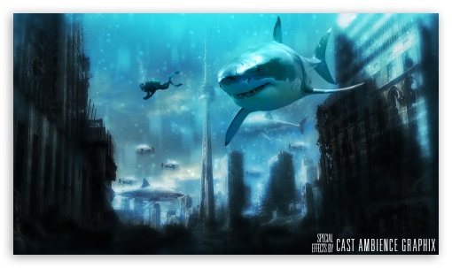 Downtown Toronto Shark Invested Waters UltraHD Wallpaper for Mobile 16:9 - 2160p 1440p 1080p 900p 720p ;
