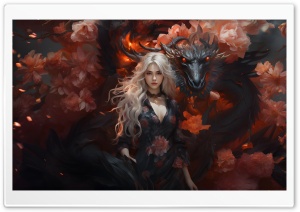 Dragon Girl Fantasy Digital Art Ultra HD Wallpaper for 4K UHD Widescreen desktop, tablet & smartphone
