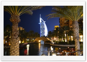 Dubai Burj Al Arab in the night Ultra HD Wallpaper for 4K UHD Widescreen desktop, tablet & smartphone