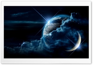 Earth and Moon by Loulines Ultra HD Wallpaper for 4K UHD Widescreen desktop, tablet & smartphone