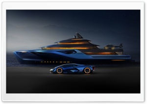 Electric Lamborghini Hypercar, Yacht Ultra HD Wallpaper for 4K UHD Widescreen desktop, tablet & smartphone
