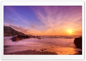 Evening Seascape, Sunset Ultra HD Wallpaper for 4K UHD Widescreen desktop, tablet & smartphone