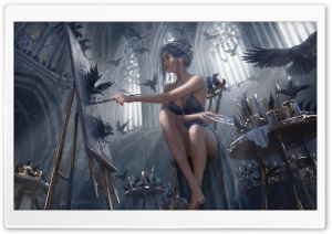 Fantasy Japanese Girl Art Ultra HD Wallpaper for 4K UHD Widescreen desktop, tablet & smartphone
