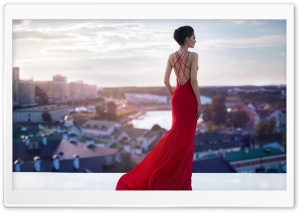 Fashion Model in a Beautiful Red Dress Ultra HD Wallpaper for 4K UHD Widescreen desktop, tablet & smartphone