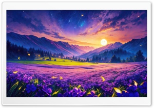 Flower Field Surrounded by Mountains Ultra HD Wallpaper for 4K UHD Widescreen desktop, tablet & smartphone
