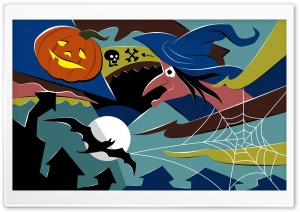 Flying Witch Full Moon Bat Pumpkin Hallowmas Halloween Ultra HD Wallpaper for 4K UHD Widescreen desktop, tablet & smartphone