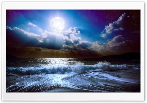 Full Moon Beach Ultra HD Wallpaper for 4K UHD Widescreen desktop, tablet & smartphone