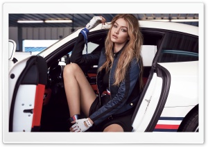 Gigi Hadid Sports Car Ultra HD Wallpaper for 4K UHD Widescreen desktop, tablet & smartphone