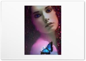 Girl - Blue Butterfly Ultra HD Wallpaper for 4K UHD Widescreen desktop, tablet & smartphone