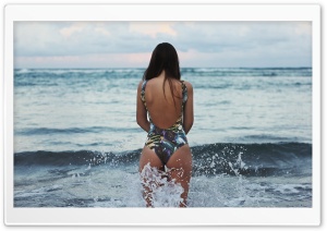 Girl, Beach, Summer, Seaside, Sea Water Ultra HD Wallpaper for 4K UHD Widescreen desktop, tablet & smartphone