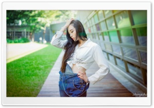 Girl Denim Jumpsuit Look, Summer Ultra HD Wallpaper for 4K UHD Widescreen desktop, tablet & smartphone
