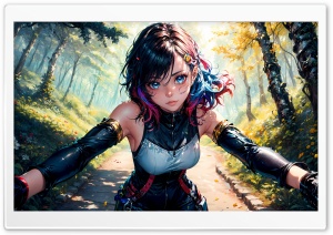 Girl Drawing, Walk, Outdoors, Artwork Ultra HD Wallpaper for 4K UHD Widescreen desktop, tablet & smartphone