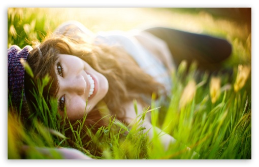 Girl Lying On Grass HD desktop wallpaper 