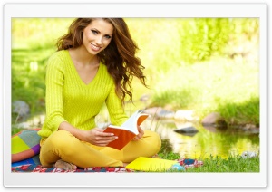 Girl Reading A Book Ultra HD Wallpaper for 4K UHD Widescreen desktop, tablet & smartphone